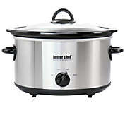 Better Chef 4 Quart Oval Slow Cooker with Removable Stoneware Crock in Stainless Steel