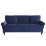 Lazzara Home Halton 80"W Flared Arm Velvet Straight Sofa In Blue