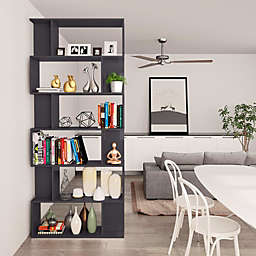 vidaXL Book Cabinet/Room Divider High Gloss Gray 31.5