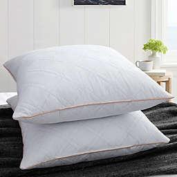 Unikome 2 Pack Diamond Quilted Decorative Square Goose Feather Pillow Inserts, 18x18