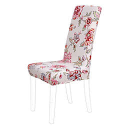 PiccoCasa Washable Spandex Dining Chair Cover, 1 Piece, White And Red Flower