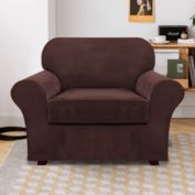 PrimeBeau Stretch Velvet Armchair Sofa Slipcover, Individual 2 Piece