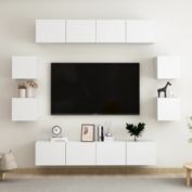 vidaXL 8 Piece TV Cabinet Set White Engineered Wood