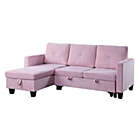 Alternate image 0 for Contemporary Home Living 82.5" Pink Solid Reversible Sleeper Sectional Sofa with Storage Chaise