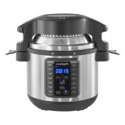 Crockpot - 8-Qt. Express Crock Programmable Slow Cooker and Pressure Cooker with Air Fryer Lid - Stainless Steel