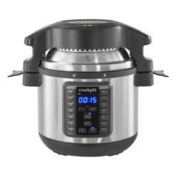 Crockpot - 8-Qt. Express Crock Programmable Slow Cooker and Pressure Cooker with Air Fryer Lid - Stainless Steel