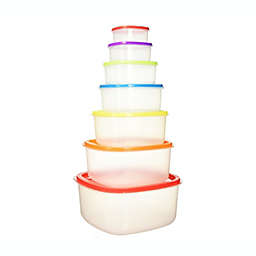 Lexi Home 14pc Square Plastic Food Storage Set with Multicolor Lids
