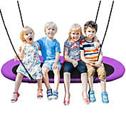 Gymax 60&#39;&#39; Saucer Tree Swing Surf Outdoor Adjustable Kids Giant Oval Platform Swing Set