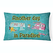 Caroline&#39;s Treasures Another Day in Paradise Retro Glamping Trailer Canvas Fabric Decorative Pillow 12 x 16