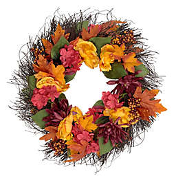 Northlight Peony and Mum Artificial Spring Floral Wreath, 24-Inch