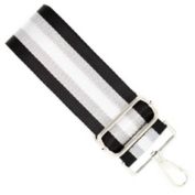 Boutique to You 52" Black and Silver Striped Adjustable Crossbody Guitar Style Handbag Strap