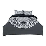 PiccoCasa 3-Piece Bohemian Black Comforter Sets, 3D Printed Bohemia Themed All-Season Down Alternative Quilted Duvet - Reversible Design - Includes 1 Comforter, 2 Pillow Cases King