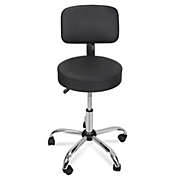 Segawe Salon Stool Chair Adjustable Height with Back Rest Black Hydraulic Rolling Swivel