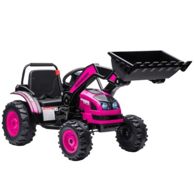 Aosom Kids&#39; Ride-on Construction Excavator, Rechargeable 6V Battery Powered Truck with Realistic Sound and Headlights, Pink