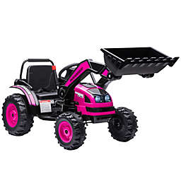 Aosom Kids' Ride-on Construction Excavator, Rechargeable 6V Battery Powered Truck with Realistic Sound and Headlights, Pink