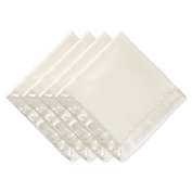 Contemporary Home Living Set of 4 20" x 20" Cream White Velvet Trimmed Napkins
