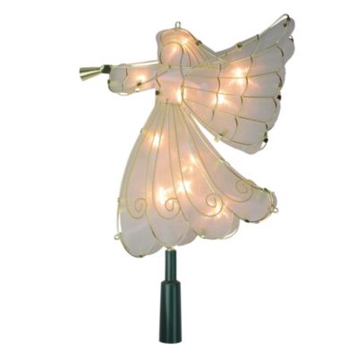 Kurt Adler 9.5 Lighted Gold Angel Silhouette Christmas Tree Topper - Clear Lights
