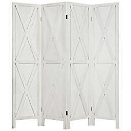 Costway-CA 5.6 Ft 4 Panels Folding Wooden Room Divider-White
