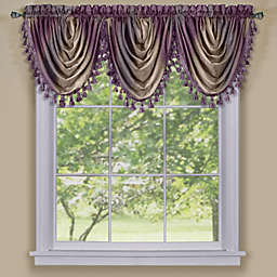 GoodGram Royal Ombre Curshed Semi Sheer 3 Pack Tassled Window Curtain Valances - 46 in. W x 42 in. L, Autumn