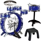 ToyVelt 12 Piece Kids Jazz Drum Set - 6 Drums, Cymbal, Chair, Kick Pedal, 2 Drumsticks, Stool - Little Rockstar Kit to Stimulating Children&#39;s Creativity, - Ideal Gift Toy for Kids, Teens, Boys & Girls