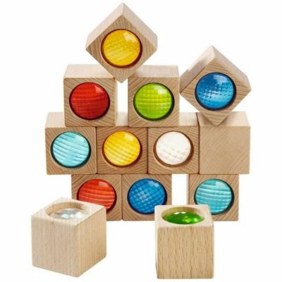 HABA Kaleidoscopic Building Blocks - 13 Piece Set with Colored Prisms (Made in Germany)