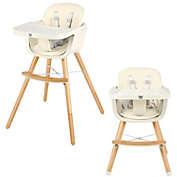 Slickblue 3 in 1 Convertible Wooden High Chair with Cushion-Beige
