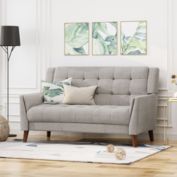 Contemporary Home Living 54" Beige and Brown Contemporary Hand Crafted Loveseat
