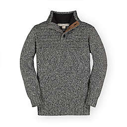 Hope & Henry Boys' Marled Yoke Detail 1/4 Button Sweater, Grey, 3-6 Months