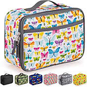 Zulay Kitchen Insulated Lunch Bag With Spacious Compartment & Built-In Handle - Butterflies