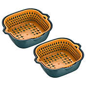 Unique Bargains Colander Bowl Strainers Set 2PCS, Plastic Washing Bowl and Strainer, Double Layered Kitchen Drain Basket for Fruits Vegetables-Blue Yellow(S)