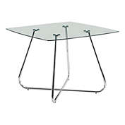 Monarch Specialties I 1070 Dining Table - 40&quot;Dia Chrome With 8mm Tempered Glass
