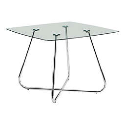 Monarch Specialties I 1070 Dining Table - 40"Dia Chrome With 8mm Tempered Glass