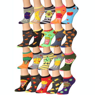 Tipi Toe Women's 20 Pairs Colorful Patterned Low Cut/No Show Socks ...