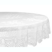 Contemporary Home Living 63" White Contemporary Floral Round Outdoor Table Cloth