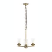 Elegant Designs 15" Traditional Vintage Modern Industrial 3-Light Metal And Clear Glass Kitchen Island Hanging Ceiling Pendant , Antique Brass