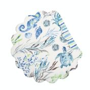 C&F Home Crescent Bay Round Quilted Reversible Nautical Beach Placemat