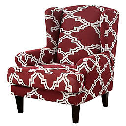 Stock Preferred Wing Chair Slipcovers in 2-Pieces Burgundy