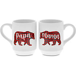 Sparkle and Bash Ceramic Coffee Mugs for Couples, Papa Bear and Mama Bear (15 oz, 2 Pack)