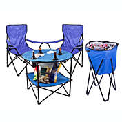 Lexi Home Durable 4pc Outdoor Picnic Set - Folding Table, Folding Chairs and Chest Cooler