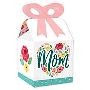 Big Dot of Happiness Colorful Floral Happy Mother&#39;s Day - Square Favor Gift Boxes - We Love Mom Party Bow Boxes - Set of 12
