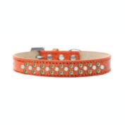 Mirage Pet Products Sprinkles Ice Cream Dog Collar Pearl and Lime Green Crystals Size 12, Orange