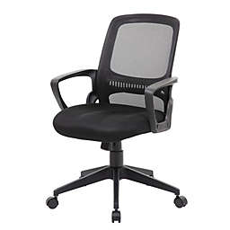 Flash Furniture High Back Brown Fabric and Black Vinyl Executive Swivel Office Chair with Arms