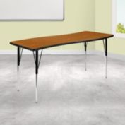 Flash Furniture 26"W x 60"L Rectangular Wave Collaborative Oak Thermal Laminate Activity Table - Standard Height Adjustable Legs