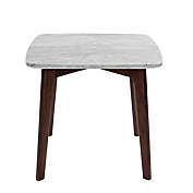 Contemporary Home Living 19.5" White and Brown Square Italian Carrara Marble Side Table