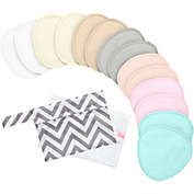 KeaBabies 14pk Organic Nursing Pads, Washable Breast Pads + Wash Bag, Nursing Bra Nipple Pads (Pastel Touch, Large 4.8&quot;)