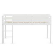Slickblue Wooden Twin Low Loft Bunk Bed with Guard Rail and Ladder-White