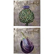 Great Art Now Medley Gold Artichoke & Eggplant by Color Bakery 14-Inch x 14-Inch Canvas Wall Art (Set of 2)