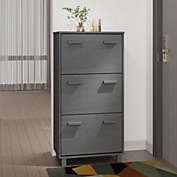 Home Life Boutique Shoe Cabinet Dark Gray 23.4"x13.8"x46.1" Solid Wood Pine