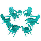 WestinTrends 12 Piece Set Outdoor Adirondack Chair With Ottoman Side Table, Turquoise