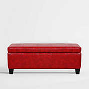 WestinTrends 42" Inch Faux Leather Storage Ottoman Bench for Living Room Bedroom Furniture, Red